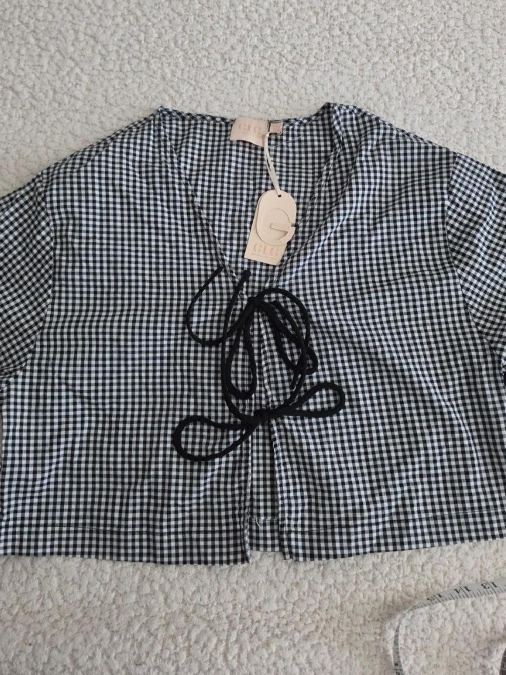 LG Black & White Gingham Tie-Front Tank